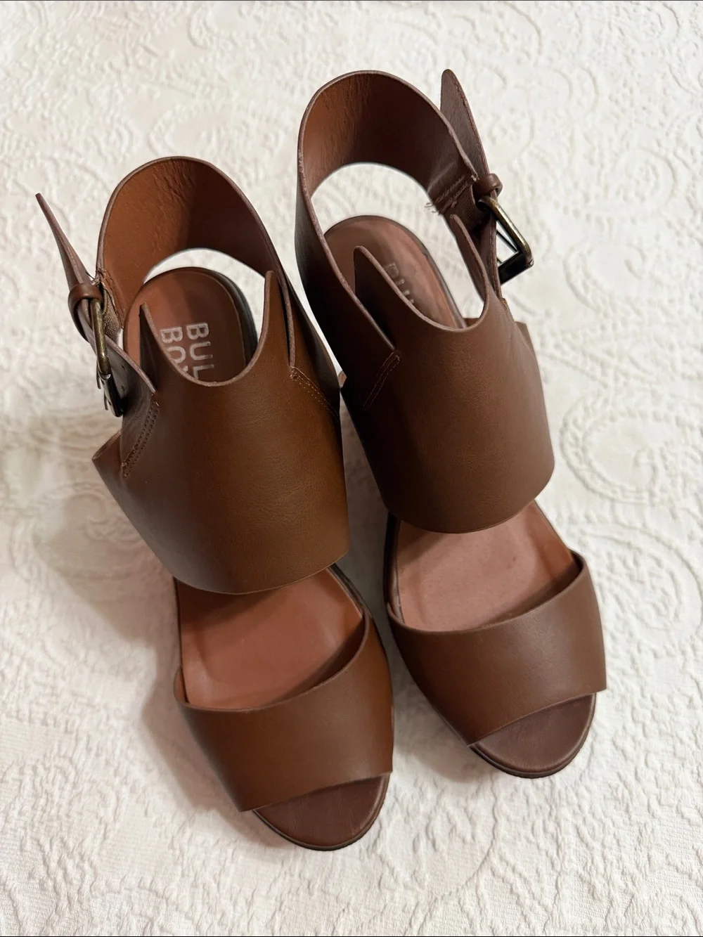 Bull Boxer Brown Wedge Platform Sandals Size 9